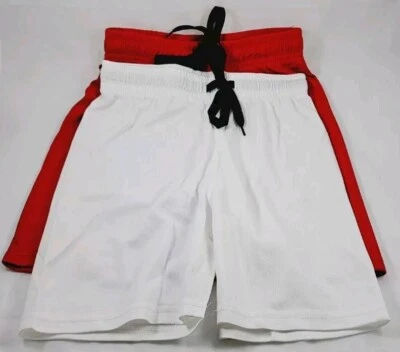 NUEVO CON ETIQUETAS PANTALONES CORTOS DEPORTIVOS (PAQUETE DE 2) NIÑOS TALLA S 7- Rojo y Blanco Foto 1 de 4