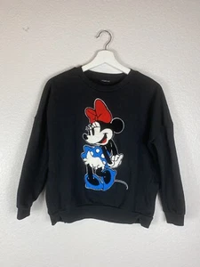 Disney Minnie Mouse Black LongSleeve Crewneck Sweatshirt Size Youth XL - Picture 1 of 6