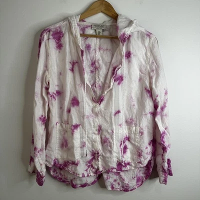 Chaqueta Rachel Zoe para mujer talla mediana Lino con capucha y botones teñidos con bolsillos Foto 1 de 4