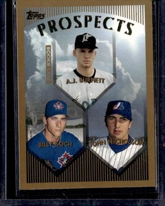 1999 Topps #437 A.J. Burnett / Billy Koch / John Nicholson PROS - Picture 1 of 2