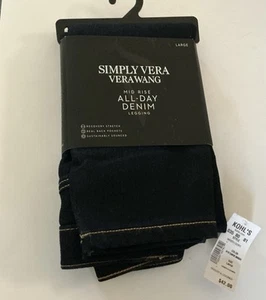 NIP,Simply Vera,Ladies,SzL,Denim,Mid Rise Leggings,Dark Wash,Back Pockets, - Picture 1 of 2