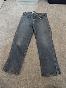 Carhartt Denim Jeans Men's 33X28 Blue Relaxed Fit Rugged Work (B05) Kick Panels - Picture 1 of 11