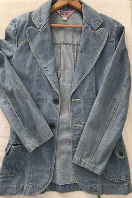 Blazer Chaqueta Denim Glory Desteñida Años 70 De Colección Mujer Talla 9 Jean Retro RARO Foto 1 de 4