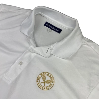 Mar A Largo Club Trump Member 男式金色刺绣 Polo 衫白色 • 大号 — 第 1/4 张图片
