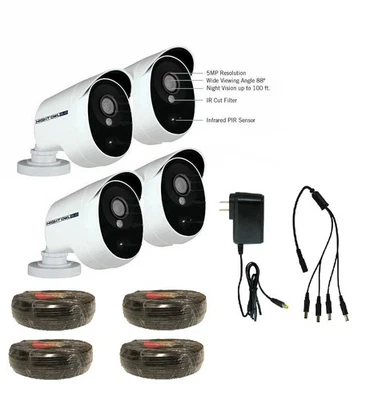 Paquete de 4 - CM-PXHD50W-BU con cable BNC de 60 pies y fuente de alimentación/divisor de 4 vías Foto 1 de 3