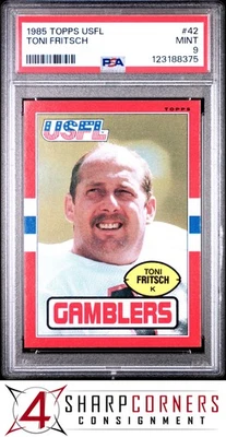 1985 TOPPS USFL #42 TONI FRITSCH GAMBLERS PSA 9 - Image 1 of 3