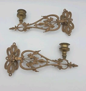 Aplique de pared de piano ornamentado de latón Art Nouveau candelabro vintage con bisagras columpio  - Imagen 1 de 24