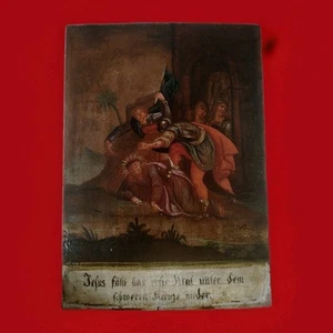 Antico Dipinto Fiammingo-Olio Su Tavola- 3 Stazione VIA CRUCIS - XVIII Secolo - Foto 1 di 13