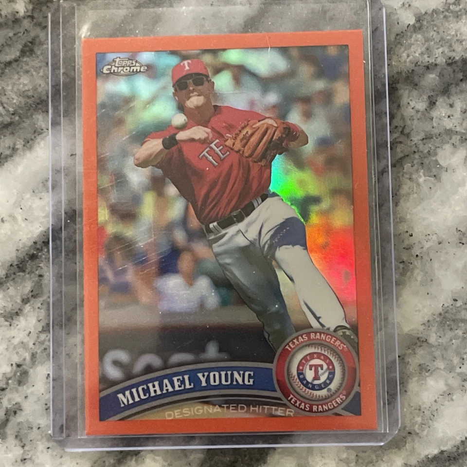 2011 Topps Chrome Orange Refractor Michael Young Texas Rangers #69 - Image 1 of 2