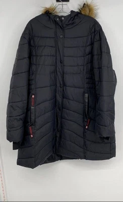 Canada Weather Gear Womens Black Brown Fur Hooded Puffer Jacket Size 2x - Image 1 of 4