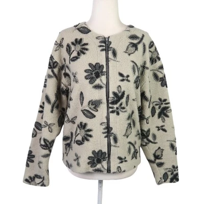 Chaqueta De Colección Años 90 Sierra Designs Crema y Negra Floral Polar Cremallera L Foto 1 de 4