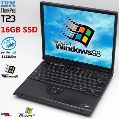 Notebook IBM ThinkPad T23 Intel Pentium 3 1133MHz Laptop Win 98 2000 XP 16GB SSD - Image 1 of 4