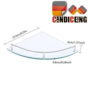 Estante de esquina satinado 23 cm x 23 cm 1/4 círculo estante de pared estante de vidrio estantes de vidrio DE - Imagen 1 de 11