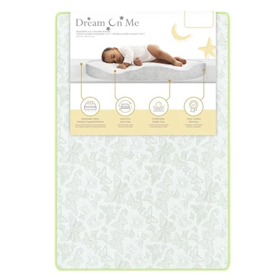 Dream On Me 2 em 1 colchão berço portátil respirável dois lados branco 3 polegadas - Imagem 1 de 4