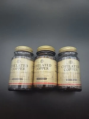 3 X Solgar Cobre Quelado 100 Comprimidos Cada Botella Exp. 10/2027 Foto 1 de 4