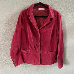 CUT-LOOSE Corduroy Jacket Womens XL Red Blazer Coat Boho Retro Casual Coat USA - Picture 1 of 10