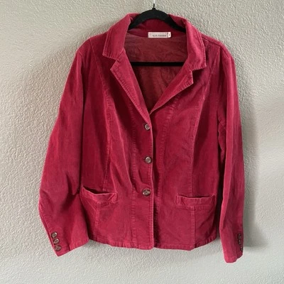 Chaqueta de Pana CORTADA SUELTA para Mujer XL Roja Blazer Abrigo Boho Retro Informal Abrigo EE. UU. Foto 1 de 4