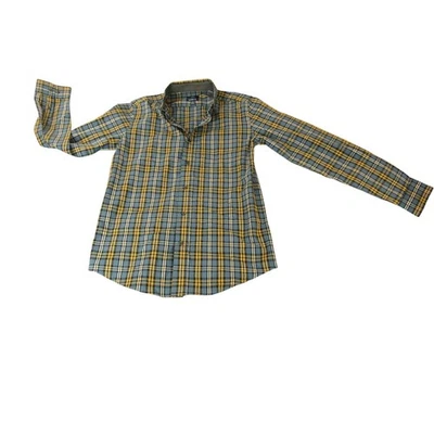Camisa de vestir George para hombre azul amarillo a cuadros S calce clásico algodón Foto 1 de 4