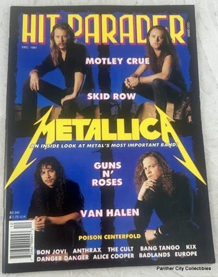 Dec 1991 Hit Parader Rock Magazine Metallica Poison Guns N Roses Skid Row Motley - Image 1 of 3