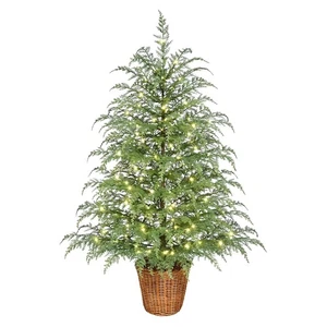 Green Cypress Artificial Christmas Potted Tree &100 Warm White Twinkle LED Light - Picture 1 of 5