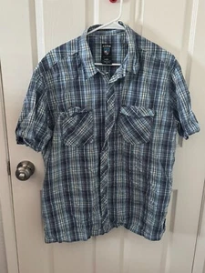 Camisa a Cuadros Para Hombre Kuhl Suncel Manga Corta Botón Frontal Talla XL Azul Marino Gris - Imagen 1 de 4