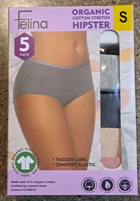 NEW Felina Women's 5 Pack Organic Cotton Stretch Hipster Size Small - Image 1 of 2