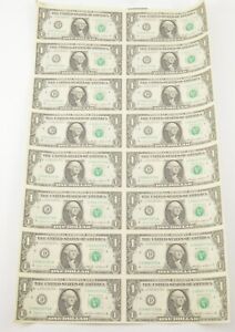 Lot (16) 1985 $1 Cleveland, OH United States FRN Uncut Sheet *8703