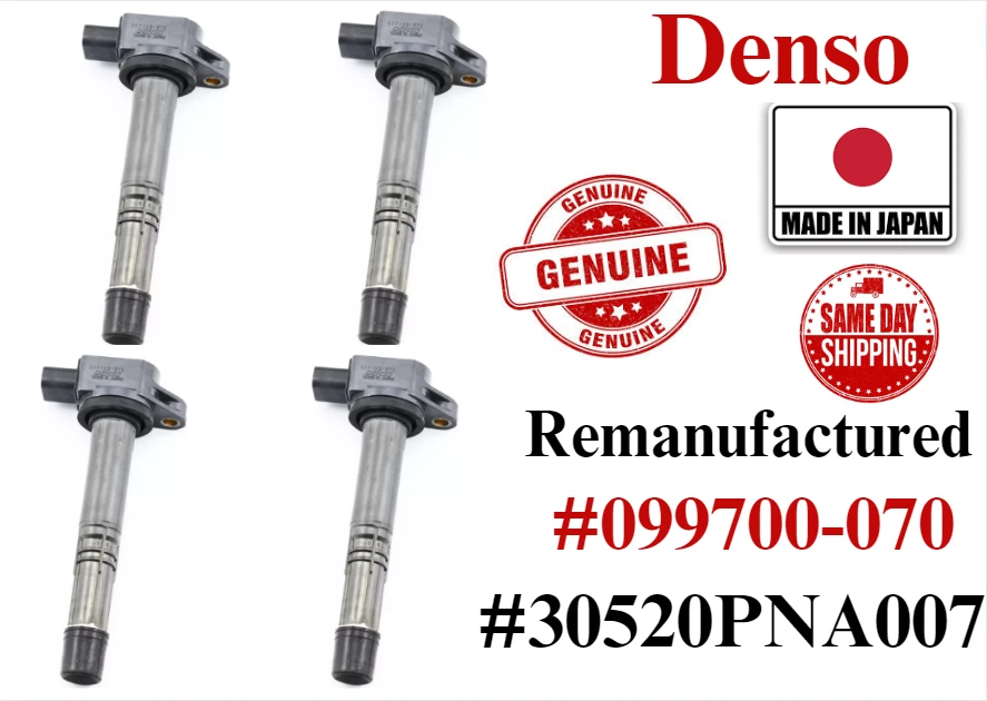 ПОДЛИННЫЕ восстановленные катушки зажигания 4x DENSO для Acura RSX 2,0 л I4 2002-2006 годов выпуска - Изображение 1 из 1