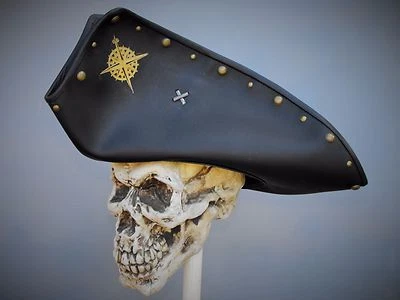 Intendente Sombrero de Cuero Pirata Pluma Disfraz Cosplay Recreación Medieval Foto 1 de 4