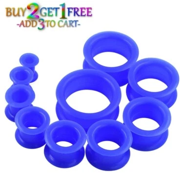 Par de TÚNELES OJALES DE SILICONA 26MM-50MM Medidores Doble Destello Oreja Delgada Grande 1029 Foto 1 de 3