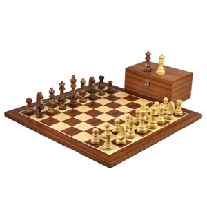 Juego de ajedrez de caoba 20 pulgadas con piezas de ajedrez alemán Staunton ponderadas Sheesham 3 - Imagen 1 de 10