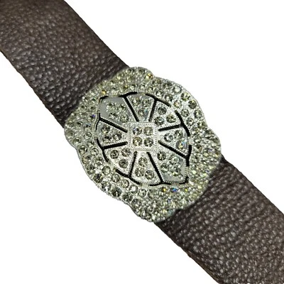 Brazalete Brazalete Cuero Estrás Cristal Marca Lucky Cierre Magnético 6.5" Foto 1 de 4