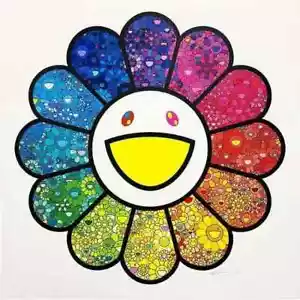 Takashi Murakami Flor Brillo Firmado Impresión Kaikai Kiki ED 300 100% Auténtico - Imagen 1 de 6