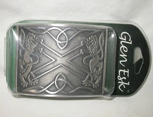 Glen Esk Highland Buckle Rampant Lions Saltire Celtic Knots, Fits 2 1/4" Belt - Picture 1 of 2