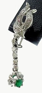 Boucles d'oreilles en or blanc 18 cts, diamants et émeraudes - Picture 1 of 12