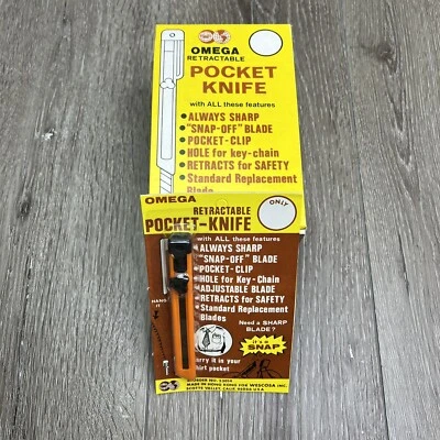 Cuchillos de bolsillo retráctiles Omega vintage NOS caja de exhibición de 12 cuchillos Foto 1 de 4