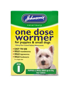 JOHNSON'S One Dose Easy Wormer 100mg Tablets for Small Dogs - Size 1 - Picture 1 of 3