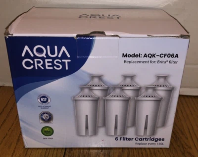 6 Pack - Aqua Crest for Brita Water Filters Model: AQK-CF06A NEW - Image 1 of 4