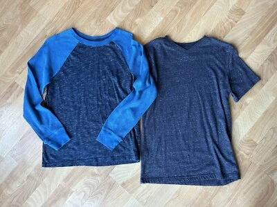 2 Cat & Jack 男孩 L 码 (12/14) HeatherBlue 衬衫,Raglan 绿松石 LS & Vneck — 第 1/4 张图片