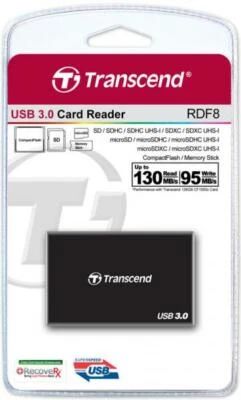 Transcend Card Reader RDF8 Micro Card SD / SDHC / SDXC UHS-I schwarz USB 3.0 - Bild 1 von 3