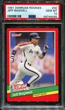 1991 DONRUSS ROOKIES #30 JEFF BAGWELL RC ASTROS HOF PSA 10 A1524-495