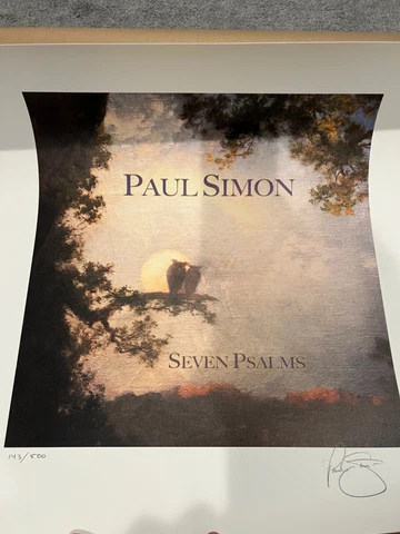 Paul Simon SIGNED 25X25” Seven Psalms Lithograph 143/500 Art Garfunkel COA Cover