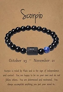 Horoscope Zodiac Scorpio Tiger Eye Good Luck Bracelet Double Sided - Picture 1 of 3