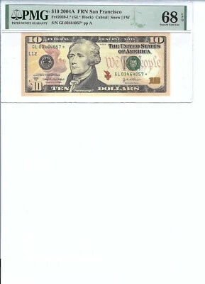 2004 $10 FRN FR2039-L* PMG 68 EPQ, San Francisco * Note S/N L03464057*!!! - Image 1 of 2