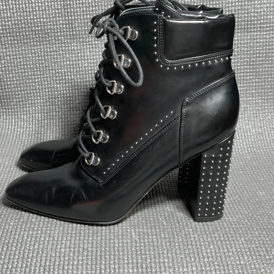 Botines Sigerson Morrison Valora Tachonados con Cordones Tacón Bloque para Mujer Talla 8B Negros Foto 1 de 4