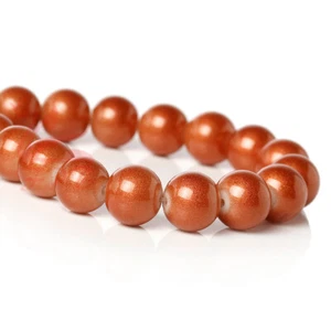 Auburn Brown Glass Beads - 20/50/100 Glass Gold Dust Pearl 10mm Beads GB4940 - Picture 1 of 12