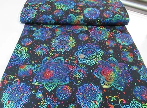 Timeless Treasures quilt-craft fabric PRISM MEDALLIONS black 2 yds (cd-2840)