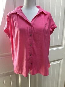Rose + Olive Bluse Damen Rosa Kurzarm Hemd mit Knöpfen - Bild 1 von 3