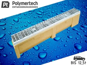 Entwässerungsrinne Polymertech Maschenrost verzinkt Kl.B-125 bis 12,5t. 11,7 cm - Bild 1 von 12