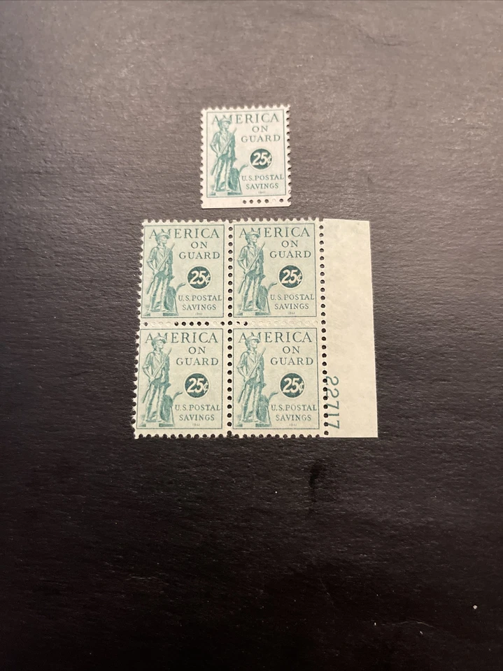 US Stamps Sc# PS12 PLATE Block Of 4 And Single Savings Stamps Minute Man-MNH - Image 1 of 2